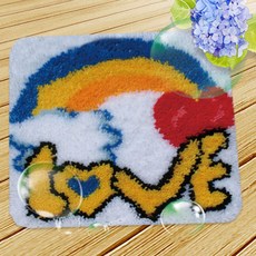 刺繡鉤針 + 網格 + 毛線 + 圖案 4件組, 1套, ZD142愛心彩虹