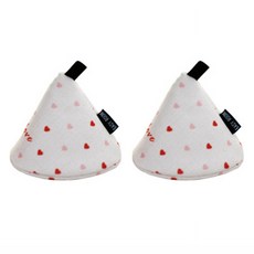 3角鍋把隔熱套, 心形圖案白色, 2個