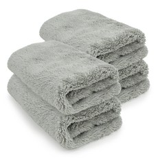 Ssen Nine 頂級超細纖維車用無縫雙面拋光吸水毛巾, 灰色, 4個