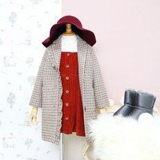 女款荷葉邊裝飾格子大衣