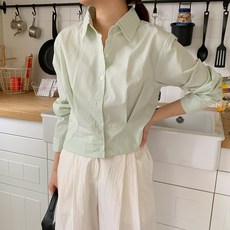 린다샵 여성용 디쿠바 베이직 카라 핀턱 버튼 남방 cpnb2439k33