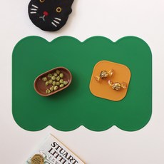 에이드엘 슬림 코튼 실리콘 테이블매트, 그린, 가로 388mm x 세로 267mm x 두께 1.8mm, 1개
