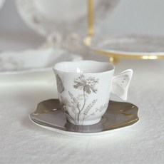 CoTe TaBLe Laila 花卉濃縮咖啡杯盤組 90ml, 棕色, 1套