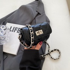 SORIDAL 女士Jilli銀色麻花鏈條日常斜背包, 黑色