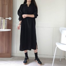 Borimam Roomi 翻領針織孕婦長版連身裙 C063