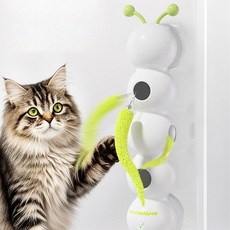 난펫 고양이 자동 애벌레 장난감, 화이트(몸통), 그린(꼬리), 1개