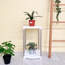 LIVING HAPPY Virtue Nine Plants 方形花盆架, 白色, 2層