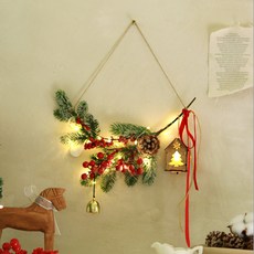 ScentBasket 聖誕樹屋人造花環LED燈飾套組, 混合色, 1個