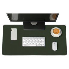 HIGHER DECO 皮革防滑加寬大型桌墊, 深綠色