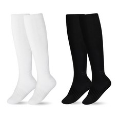 Crocodile 鱷魚 女士高爾夫無襯墊Linda基本款及膝襪 2雙組 CD212, 黑色 + 白色