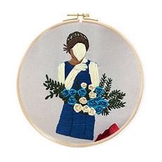 코쿼드 DIY 초보자용 십자수 프랑스자수 패키지 세트 20cm, 1세트, 여인의향기