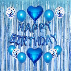 마켓감성 생일 축하 파티 커튼 세트, 블루, 스카이, 1세트