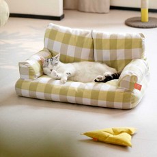 카무라라 반려동물 구름소파, 체크옐로우, 1개