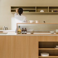 woodray 霧面廚房中島玻璃隔板, 橡木色