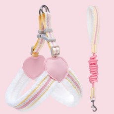 Yoreungae 寵物柔軟胸背帶 + 牽繩套組, 1套, 01粉紅色