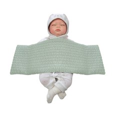 EMONG 孩童用竹節棉格紋穀物棉被, 薄荷綠, 1件