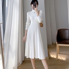 LUNA GIRL Puppy 半高領針織洋裝, 白色