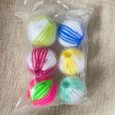 Marijoa 尼龍神奇去汙防纏繞洗衣機用毛髮吸入洗衣球 6入, 混合顏色, 1個