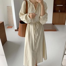 피어니스트 차이나 카라 허리끈 플레어 롱원피스 빅사이즈 포함