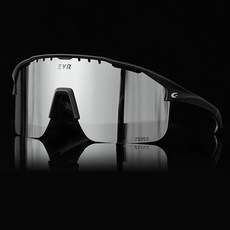 EVR 蔡司 跑步 自行車 高爾夫 登山 運動太陽眼鏡 CS2517, 黑色鏡框銀色鏡片, 1個