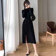 Poplar&C Kaylin 半高領針織連身裙, 黑色