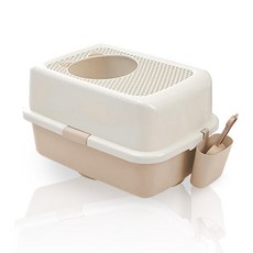 nature pet 上開式貓砂盆, 1個, 白色 拿鐵色