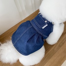 Bonjour TouTou 狗狗POP丹寧吊帶連身裙, 藍色, 1個