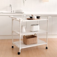 리빙해피 국내산 서빙카트 3단 와이드, 화이트, 1개