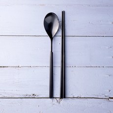 RAONNURI 簡約湯匙筷子組, 1套, 勺子深黑勺+筷子