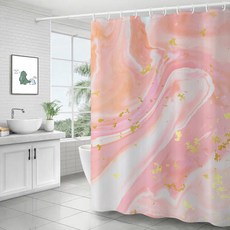 大理石紋浴簾 28粉紅色 180 x 200 cm, 28 Pink, 1個