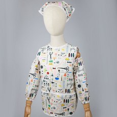 베베슈에뜨 아동용 방수 민소매 앞치마 두건 토시 세트