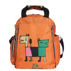 迷你女孩 雙狗多功能後揹包 DO5127, 橘色