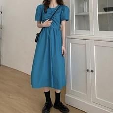 아이엠몽 여성용 리토스 백리스 퍼프 슬리브 A라인 원피스