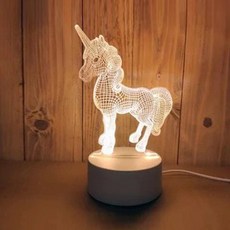 Quardi LED 壓克力 3D 氣氛燈 USB On/Off 開關 3色 獨角獸, 混合色