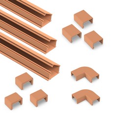 SeonBaro 新概念一體式電線壓條 5號 1m 3入 + 封口蓋 5號 3入 + 彎角 5號 2入 + 連接蓋 5號 3入 套組, 木紋