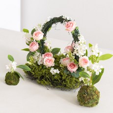 flowertree 相片桌 自然花卉拱門 3件組, 1套, 粉紅色玫瑰