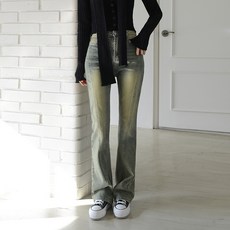 수비진 여성용 빈티지 절개 워싱 부츠컷 청바지 롱 ver SP264