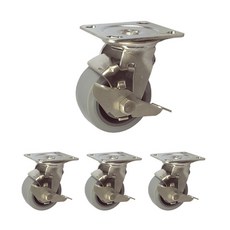 MASTER. S 不鏽鋼重型用腳輪 DS 3340 MRB-BK 4 重型不鏽鋼 灰色橡膠 軸承 灰色 平面 B/K BK, 4個