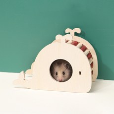 Yoreungae Happy Pet 木製小動物鯨魚造型躲藏屋 配色款 ONE SIZE, 1個, 混合色