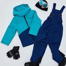 F-leader 兒童方形素色滑雪服外套 + 吊帶褲套裝