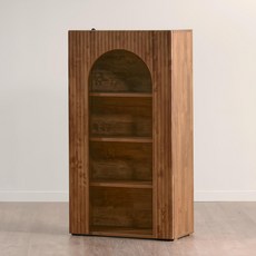 사월의가구 브루노 몬테 수납 LED E0등급 벽난로 슬림 콘솔 장식장 600 4단, 브라운