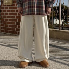 MEOUSIDDA 男款 短版/長版 發熱刷毛 燈芯絨 氣球版型 細褶 寬褲