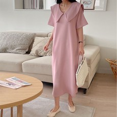 Borimam Lulu 翻領大尺碼夏季孕婦洋裝 R828