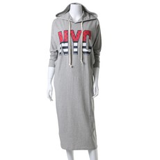 캐리루시 40수 레터링 롱 후드 수유 원피스