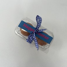 Tina Picnic復活節透明2球彩蛋包裝格紋絲帶+貼紙套裝, 20套, 藍色(緞帶), 藍色(貼紙)