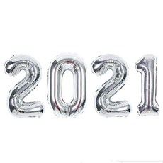 Jeibeolrun 跨年布置字母錫箔氣球組, 2021 銀色, 1組