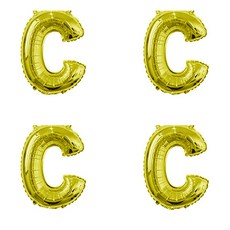 姓名縮寫字母銀箔氣球 字母大寫C, 金色, 4個