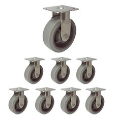 MASTER. S 不銹鋼腳輪 152mm 重型不銹鋼 灰色橡膠 培林 灰色 固定 R DS 3360 MRB-R, 8個
