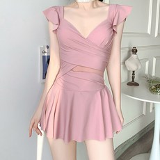 PEONIST 荷葉邊裹身連身泳裝, 粉紅色