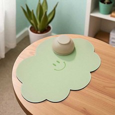 hellogem 微笑雲朵珪藻土餐墊, 薄荷綠, 40 x 30 cm, 1個